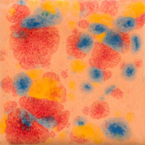 Mayco Jungle Gems Lowfire Brushable Glaze CG-1003 Peach Party — example fired result