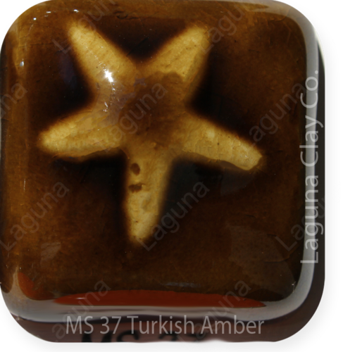 Laguna Moroccan Sand Brushable Glaze MS-37 Turkish Amber — example fired result