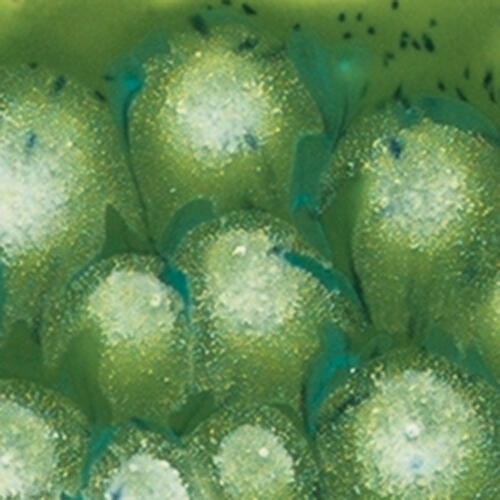 Mayco Jungle Gems Lowfire Brushable Glaze S-2715 Spotted Kiwi — example fired result