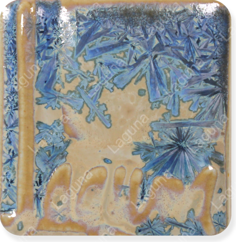 Laguna Crystal Blossom Brushable Glaze WC-162 Blue Snowflakes — example fired result
