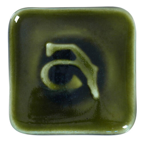 Abbots Midfire Brushable Glaze Moss Green — example fired result