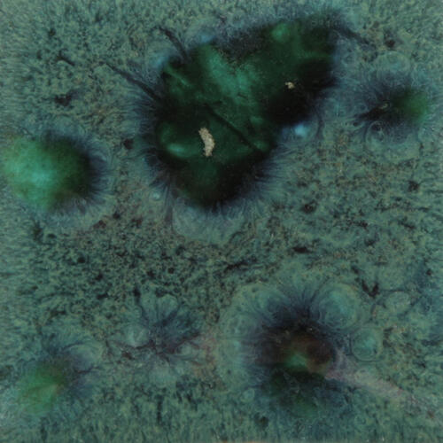 Mayco Jungle Gems Lowfire Brushable Glaze CG-713 Peacock Green — example fired result