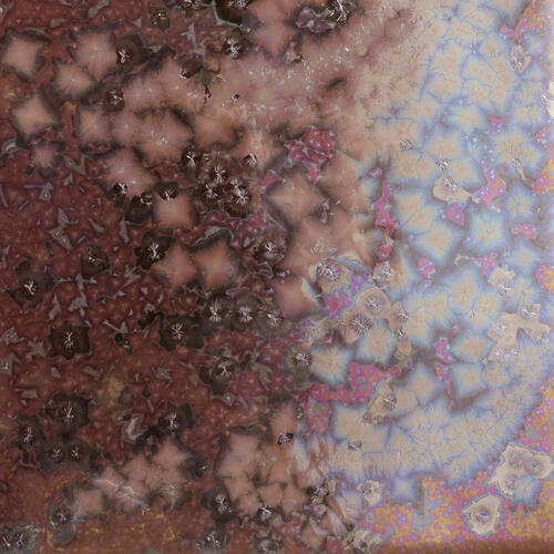 Amaco Cosmos Midfire Brushable Glaze CO-14 Solar Rainbow — example fired result