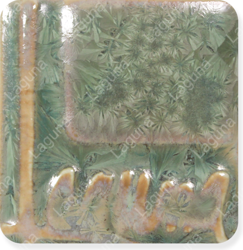 Laguna Crystal Blossom Brushable Glaze WC-166 Crystal Forest — example fired result